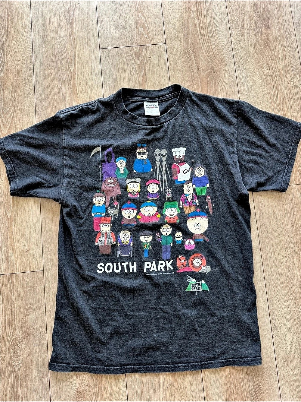 Tultex Vintage 1998 South Park Character Collage T-Shirt Black Large
